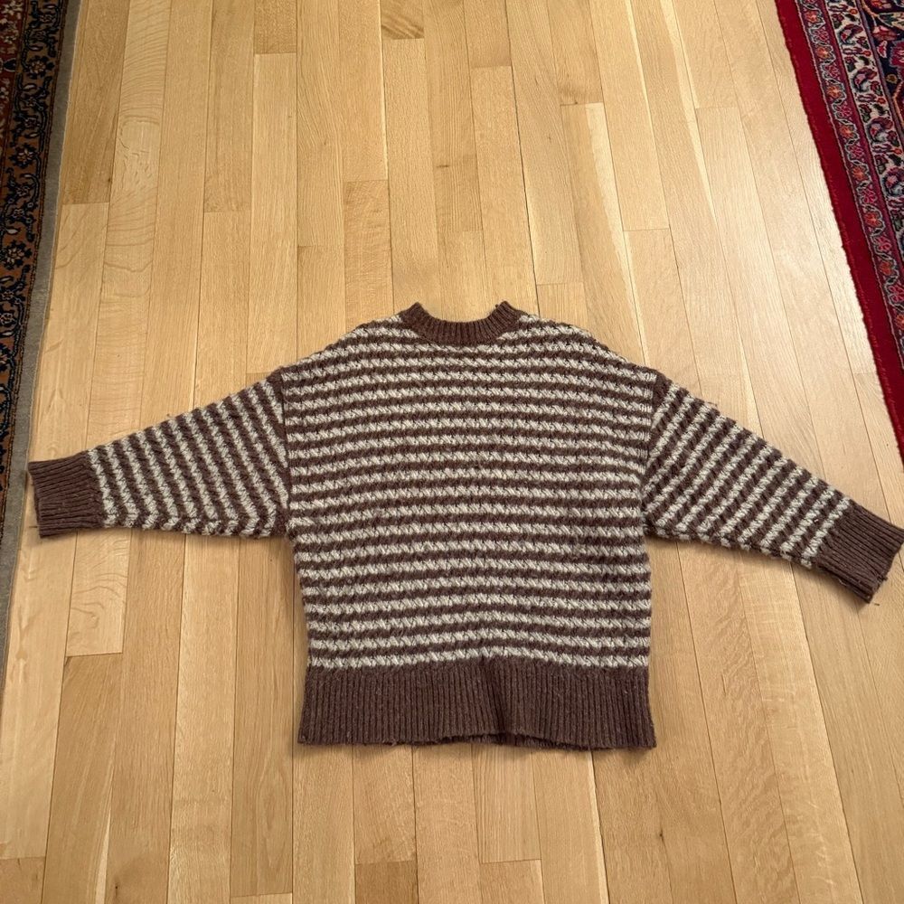 Zara Brown and Cream Knit Sweater